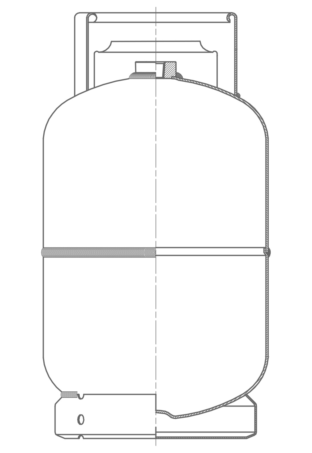 Technische Zeichnung einer Gasflasche